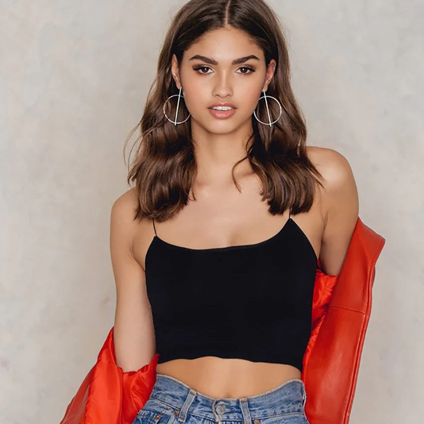 Le Crop Top Coton à Bretelles Fines